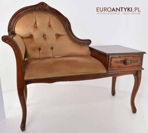 Szezlong stołeczek z szufladą siedzisko antyczne do ganku holu