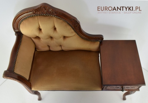 Szezlong stołeczek z szufladą siedzisko antyczne do ganku holu