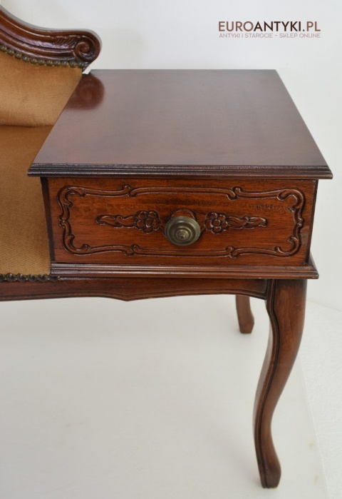 Szezlong stołeczek z szufladą siedzisko antyczne do ganku holu