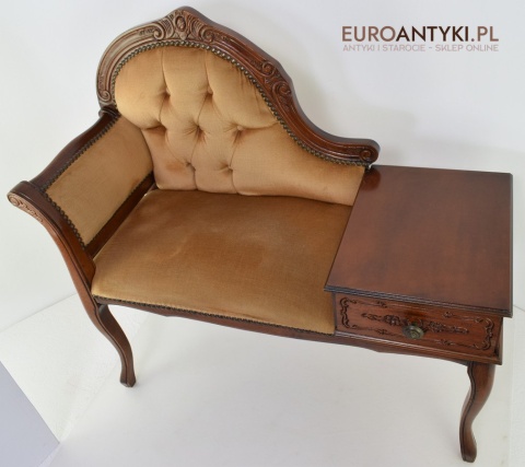 Szezlong stołeczek z szufladą siedzisko antyczne do ganku holu