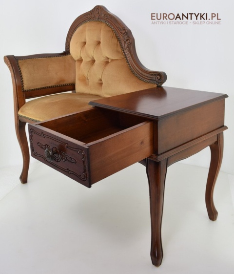 Szezlong stołeczek z szufladą siedzisko antyczne do ganku holu