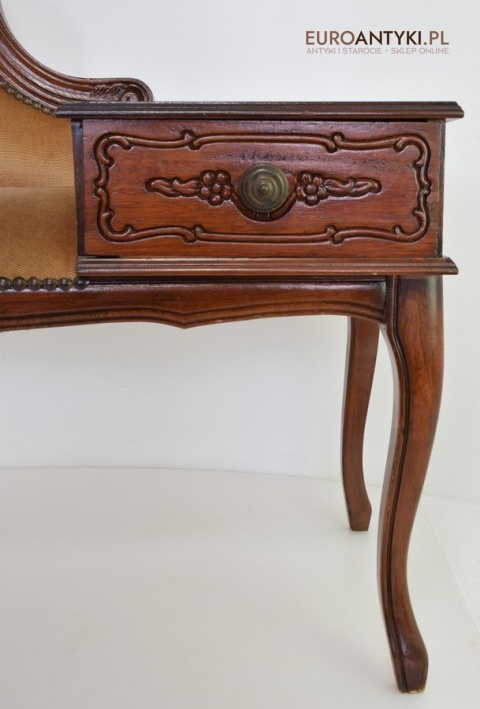 Szezlong stołeczek z szufladą siedzisko antyczne do ganku holu