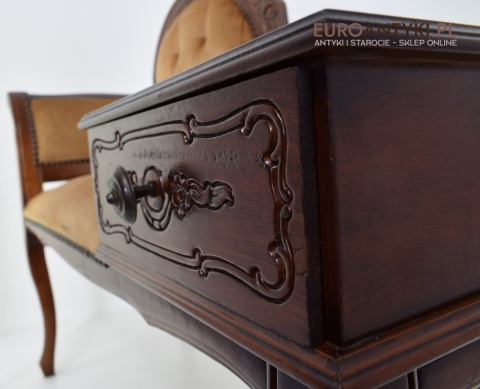 Szezlong stołeczek z szufladą siedzisko antyczne do ganku holu