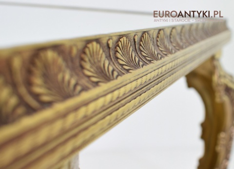 Antyk wystawowy stoliczek mosiężny z lustrem jako blat barok rokoko