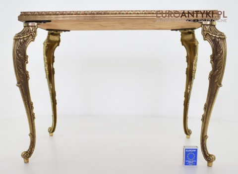 Antyk wystawowy stoliczek mosiężny z lustrem jako blat barok rokoko