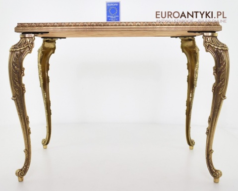 Antyk wystawowy stoliczek mosiężny z lustrem jako blat barok rokoko