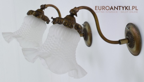 2 secesyjne kinkiety zabytkowe lampki ścienne do dworku