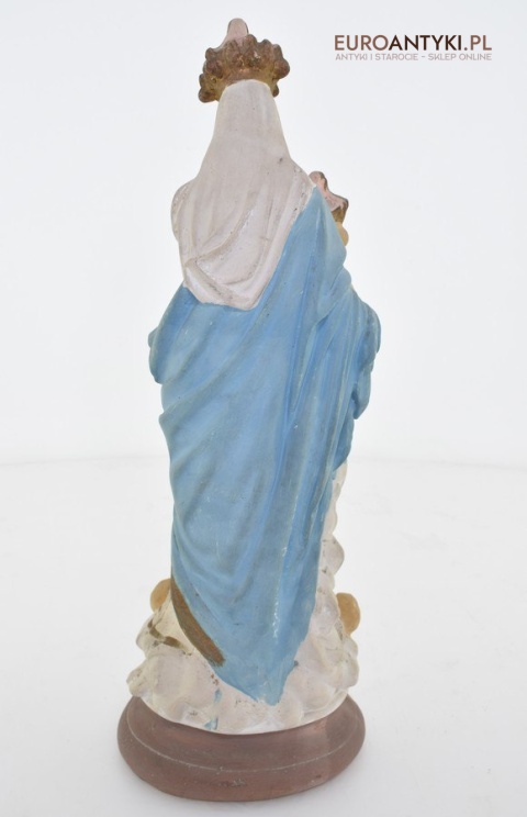 Figurka z gipsu Matka Boska z Jezusem na rękach antyk z francuskiego kościoła z lat 1900