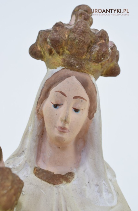 Figurka z gipsu Matka Boska z Jezusem na rękach antyk z francuskiego kościoła z lat 1900