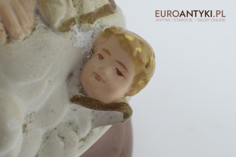 Figurka z gipsu Matka Boska z Jezusem na rękach antyk z francuskiego kościoła z lat 1900