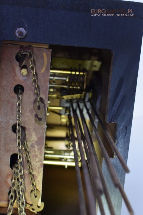 Francuski mosiężny zegar z dużym wahadłem antyk do pałacyku dworku