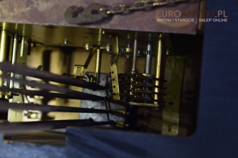 Francuski mosiężny zegar z dużym wahadłem antyk do pałacyku dworku