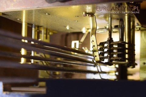 Francuski mosiężny zegar z dużym wahadłem antyk do pałacyku dworku