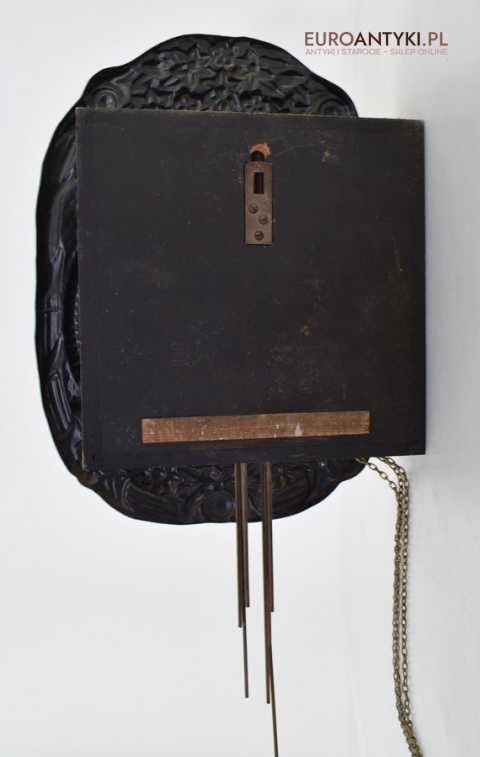 Francuski mosiężny zegar z dużym wahadłem antyk do pałacyku dworku