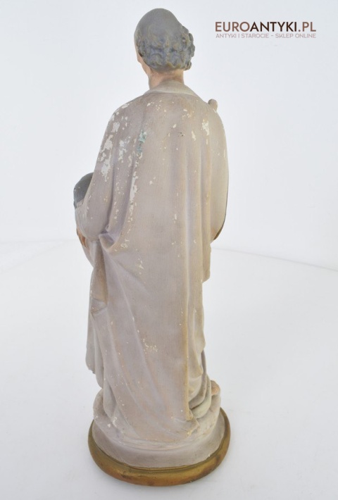 Gipsowa figurka świętego Krzysztofa antyk z lat 1900 z francuskiego kocioła