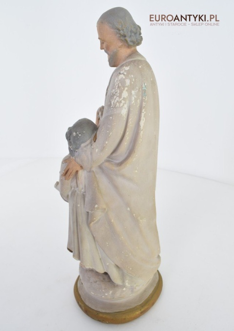 Gipsowa figurka świętego Krzysztofa antyk z lat 1900 z francuskiego kocioła