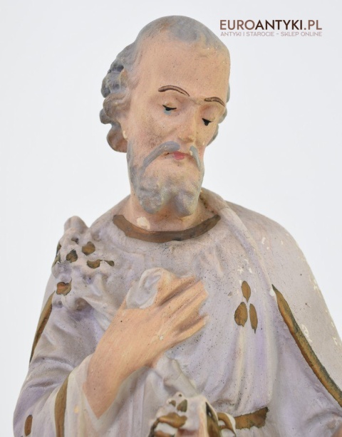Gipsowa figurka świętego Krzysztofa antyk z lat 1900 z francuskiego kocioła