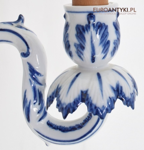Kinkiet porcelanowy w stylu Delft lampka ścienna niebieska porcelanowa