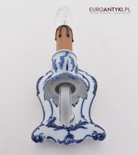 Kinkiet porcelanowy w stylu Delft lampka ścienna niebieska porcelanowa