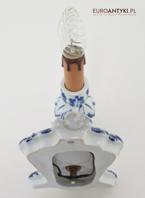 Kinkiet porcelanowy w stylu Delft lampka ścienna niebieska porcelanowa