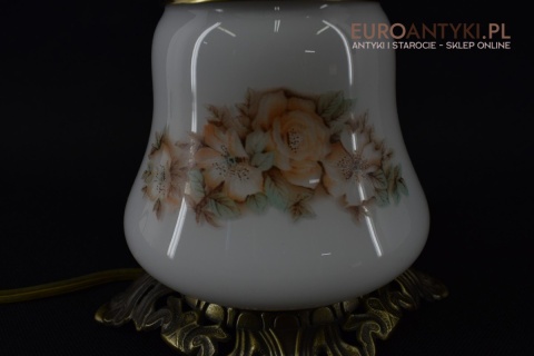 Wiktoriańska lampa nastalgiczna retro lampka stołowa szklana z kwiatkami