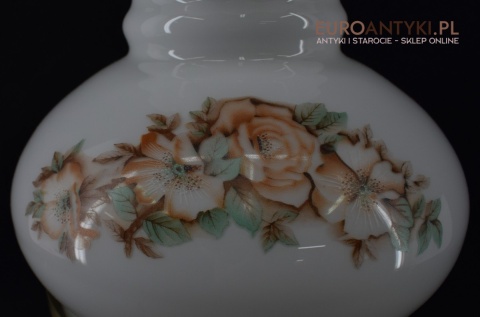 Wiktoriańska lampa nastalgiczna retro lampka stołowa szklana z kwiatkami