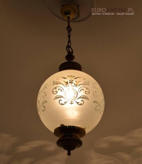 Wyborna lampa sufitowa zwis szklana kula z retro wzorami do ganku holu