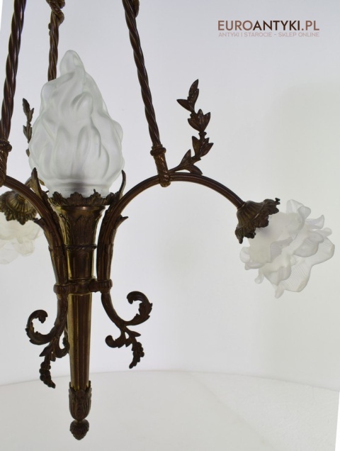 Żyrandol Napoleon antyczna lampa sufitowa z kloszami oświetlenie do zamku pałacu