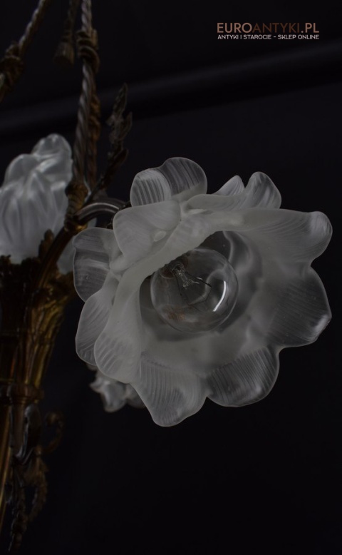 Żyrandol Napoleon antyczna lampa sufitowa z kloszami oświetlenie do zamku pałacu