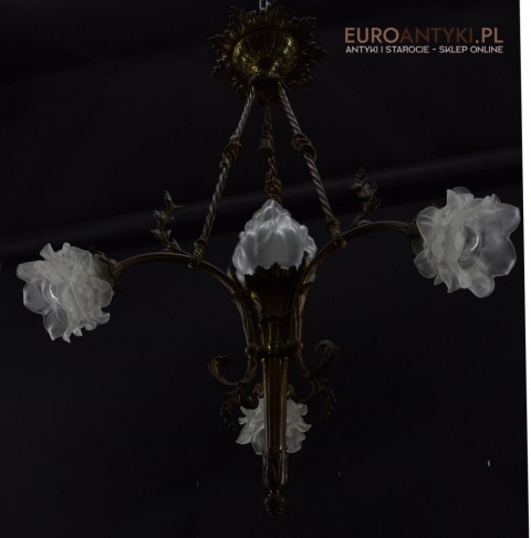 Żyrandol Napoleon antyczna lampa sufitowa z kloszami oświetlenie do zamku pałacu