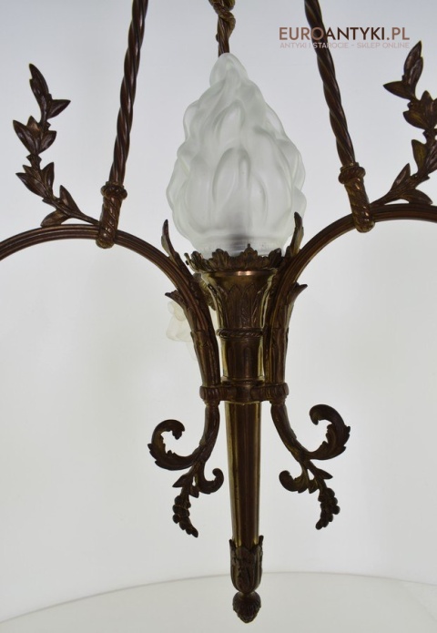 Żyrandol Napoleon antyczna lampa sufitowa z kloszami oświetlenie do zamku pałacu