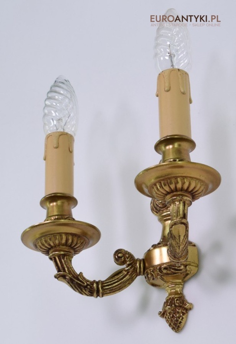 2 królewskie kinkiety mosiężne do lusterka lub na korytarz antyki dekoracyjne