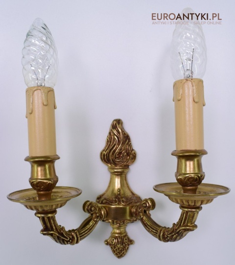 2 królewskie kinkiety mosiężne do lusterka lub na korytarz antyki dekoracyjne