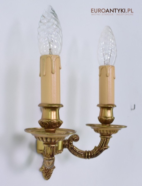 2 królewskie kinkiety mosiężne do lusterka lub na korytarz antyki dekoracyjne