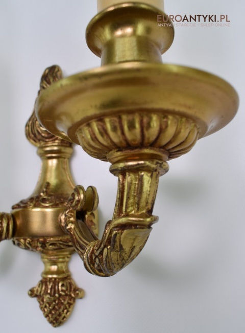 2 królewskie kinkiety mosiężne do lusterka lub na korytarz antyki dekoracyjne