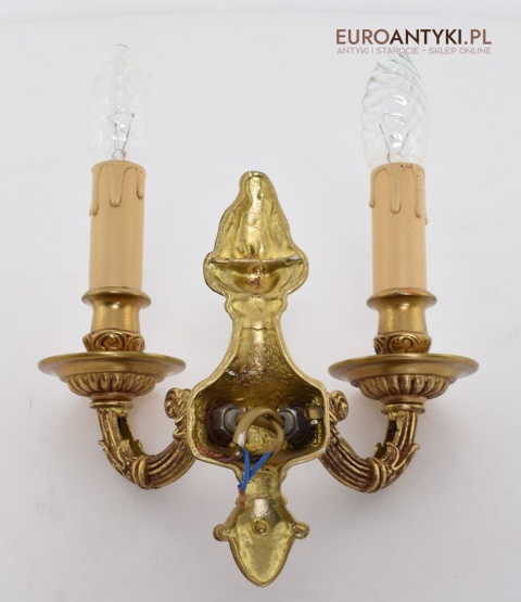 2 królewskie kinkiety mosiężne do lusterka lub na korytarz antyki dekoracyjne