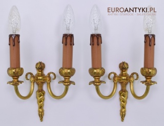 2 złote kinkiety zabytkowe lampki ścienne antyczne pałacowe zabytki