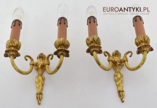 2 złote kinkiety zabytkowe lampki ścienne antyczne pałacowe zabytki