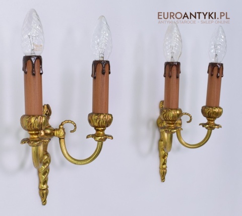 2 złote kinkiety zabytkowe lampki ścienne antyczne pałacowe zabytki