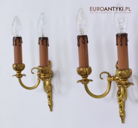 2 złote kinkiety zabytkowe lampki ścienne antyczne pałacowe zabytki