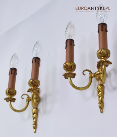 2 złote kinkiety zabytkowe lampki ścienne antyczne pałacowe zabytki