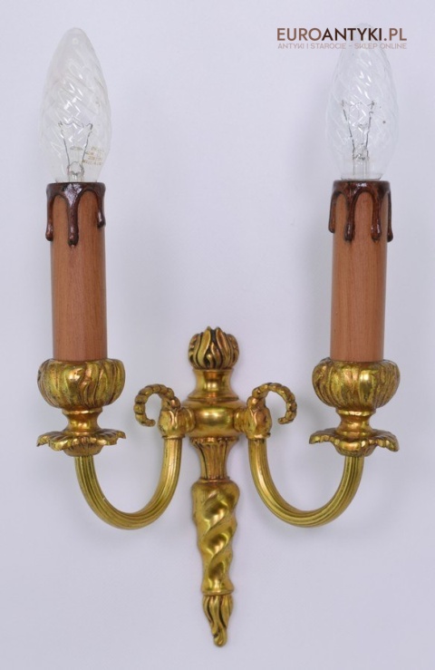 2 złote kinkiety zabytkowe lampki ścienne antyczne pałacowe zabytki