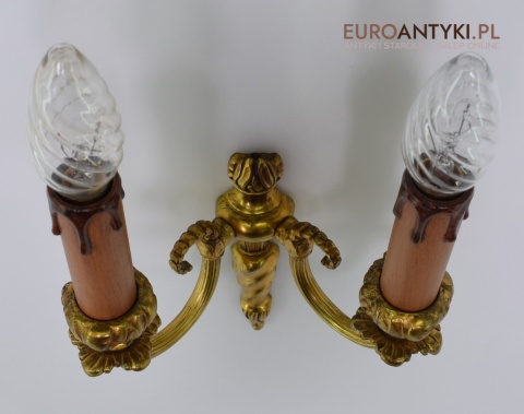 2 złote kinkiety zabytkowe lampki ścienne antyczne pałacowe zabytki
