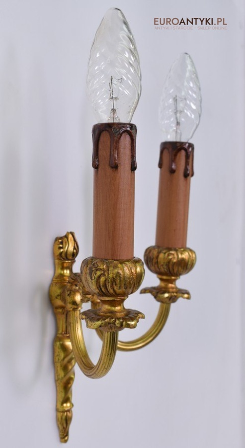 2 złote kinkiety zabytkowe lampki ścienne antyczne pałacowe zabytki