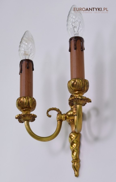 2 złote kinkiety zabytkowe lampki ścienne antyczne pałacowe zabytki