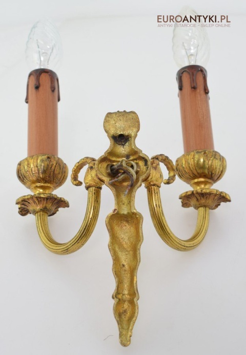 2 złote kinkiety zabytkowe lampki ścienne antyczne pałacowe zabytki