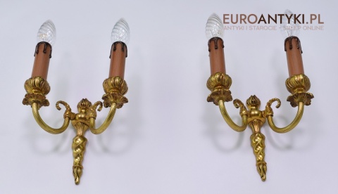 2 złote kinkiety zabytkowe lampki ścienne antyczne pałacowe zabytki
