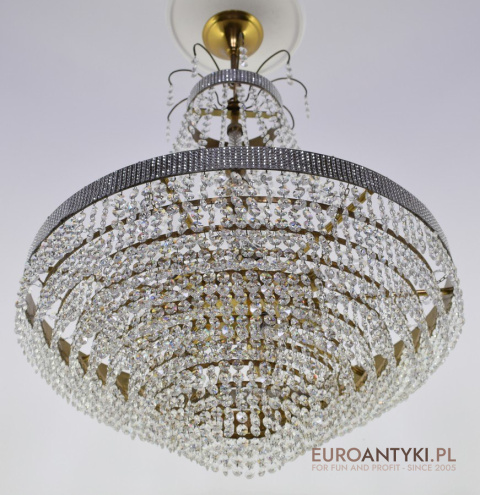 Antyk kryształowy żyrandol kaskadowy chandelier luksusowy do wytwornego salonu