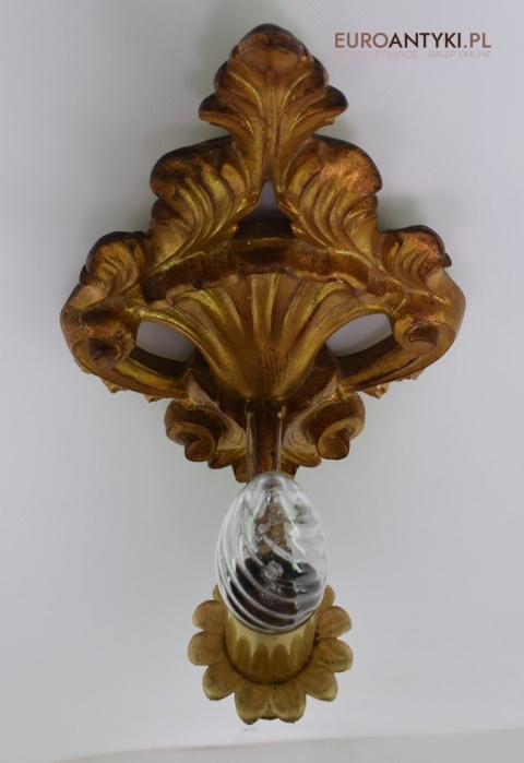 Barokowy kinkiet lampka rokoko kolor starego złota oświetlenie retro vintage
