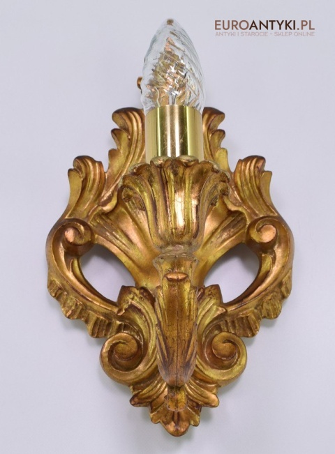 Barokowy kinkiet lampka rokoko kolor starego złota oświetlenie retro vintage